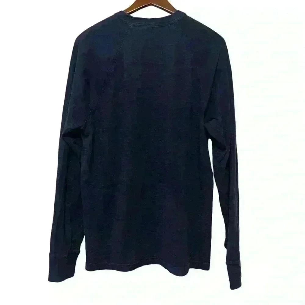 J Crew Mens Knit Goods Pullover Raglan Layering Shirt Top Cotton Blue Sz XL